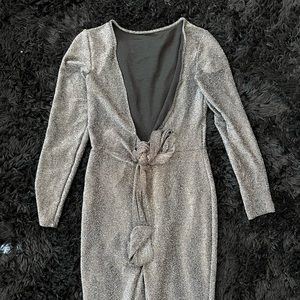 Glitter silver stretchy jumpsuit